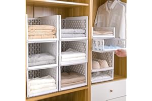 DUKEIO Kleiderschrank Aufbewahrungskorb stapelbar herausziehbare Schublade für Kleidung Socken Badetücher DIY Schlafzimmer Schrank Organizer (Hight Board L)