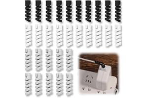 AOEVUIR 30 Pezzi Proteggi Cavo in Silicone Flessibile, Spirale per Cavi, Protezione per Caricabatterie, Cellulari, Computer, Laptop, Cavi Dati Nero Grigio Bianco