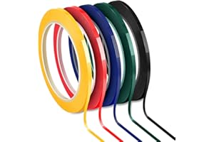 JALAN Whiteboard Tape, Graphic Chart Tape, Self Adhesive, Assorted 5 Colors, 3 mm x 66 m per roll, Pack of 5 Rolls