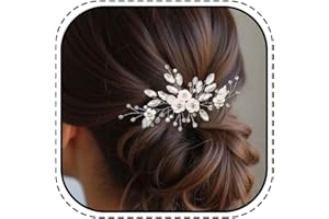 Edary Peigne à cheveux de mariée avec perles argentées et cristal pour femmes et filles