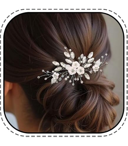Braut Haarschmuck, Silber, Eleganter Haarkamm Mit Weißen Perlen, Hochz
