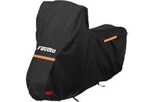 Favoto Telo Coprimoto 210D per Moto con Parabrezza Alto Resistente a Acqua Polvere Pioggia Vento Copertura Antifurto per Moto Motorino Motocicletta 245x105x160cm
