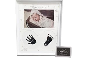JSUOEO Baby Footprint Kit & Handprint Kit Baby Framed Photo Kits with SafeTouch Inkless Ink Pad Newborn Hand And Foot Print Picture Frames for Bambino Shower Gifts
