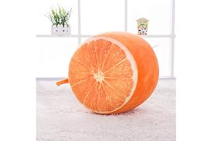 STAR FIRE Cartoon fruit plush inflatable seat sofa thick folding stool 丨 leisure seat home decoration (Orange)