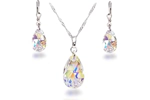 Schöner SD Schmuckset 925 Silber mit Marken Kristall Tropfen