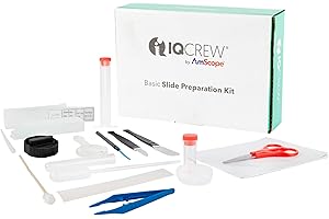 AmScope - IQCrew 35-Piece Microscope Slide Preparation Kit - Essential Student Sample Specimen Set of Tools & Microscopy Accessories - SP-15