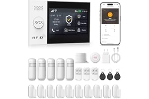 PGST Kit Alarma Casa con Aviso al Movil, Sistema de Alarma para Casa WiFi y 4G gsm sin cuotas con Pantalla Táctil 4.3” y Batería de 1000 mAh, Aplicación Tuya Smart Life, Alexa y Google