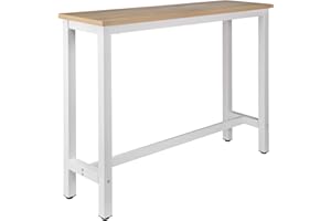 ‎WOLTU WOLTU BT30hei 1 x stolik barowy, stolik bistro, stolik do jadalni, metalowy stelaż, blat stołu z płyty MDF, jasny dąb, 140 x 40 x 100 cm (szer. x gł. x wys.)