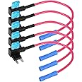 Keenso 5 Pcs Car Add A Circuit Tap Adapter Blade Tap Holder Auto Adapter with 15A Blade Fuse(Mini)