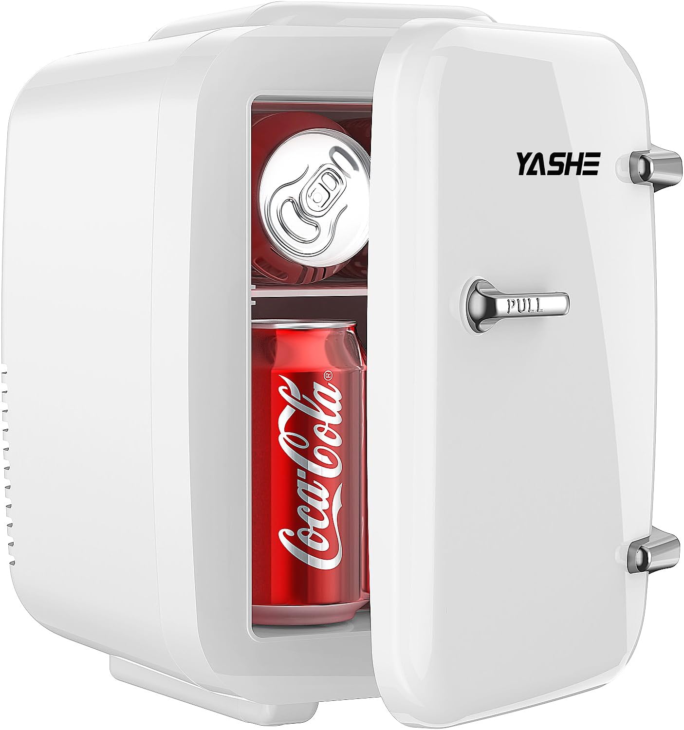 YASHE Mini Fridge, 4 Liter/6 Cans Portable Cooler and Warmer, AC/DC Power Small Fridge, Quiet Desk Skincare Fridge for Beauty Drinks Medicine, Mini Fridge for Bedrooms Office Dorm Car Travel, White