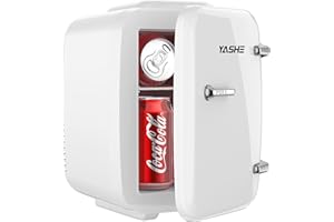 YASHE Mini Fridge, 4 Liter/6 Cans Small Fridgerator for Bedroom, AC/DC Thermoelectric Cooler and Warmer for Skincare Drink Office Dorm Car, White