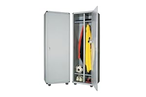 GAROFALO Armadietto Mobile Spogliatoio in PVC Con Chiave 1 Anta H. 175 x L. 59 x P. 39 cm Grigio Sporco Pulito Salvaspazio Ripiano Appendiabiti per Interno Lavoro Piscina Casa