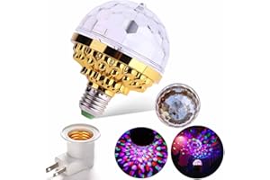 BEAUTYBIGBANG Colorful Rotating Magic Ball Light Colorful Disco Rotating Bulb with Sockets LED RGB Strobe Party Lamp Bulb Dazzling Crystal Disco Prom Stage Decor Light | UK PLUG | for Christmas Birthday (1)