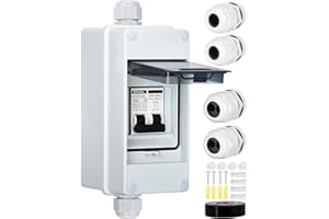 DIHOOL Disjoncteur CC,photovoltaique interrupteur de coupure DC,2 pôles,montage sur rail DIN,IP65 3 modules etanche tableau boitier electrique pre equipe(30A)