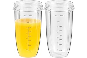 YUR1HELP 950ml Entsafterbecher Kompatibel mit NutriBullet Elektrischer Mixer 600 W/Pro 900 W, für Nutribullet Blender Mixer Ersatzbecher Ersatzteile Becher Groß Cups Zubehör (2er-Pack)