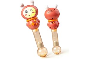 TUMAMA KIDS skallra baby med 7 lampor och musik, babyskallra sensoriska leksaker, rottle musikleksak, baby skallra leksaker 6 9 12 månader, babyskallra greppleksak från 6–9 9–12 månader