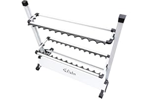 ‎FISHN FISHN® Rutenständer für 24 Angelruten aus hochwertigem Aluminium, Rutenhalter, Angelrutenhalter - 72 x 70 x 30 cm (Aluminium)