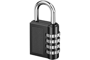 YETEDOLE Combination Padlock, 4 Digit Combination Lock for Gym Locker, School Locker, Shed, Fence, Hasp, Garage (Black)