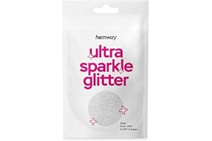 Hemway Premium Ultra Sparkle Glitter Multi Purpose Metallic Flake for Arts Crafts Nails Cosmetics Resin Festival Face Hair - White Iridescent - Fine (1/64" 0.015" 0.4mm) 10g / 0.35oz Sample