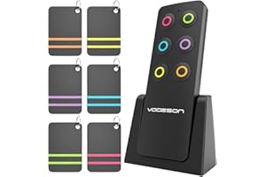 Vodeson, Localizzatore wireless per chiavi e portafogli, portatile, con 1 trasmettitore, senza app, batteria inclusa, Acrilonitrile butadiene stirene, Nuovi 6 ricevitori