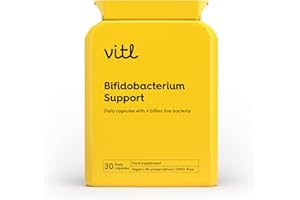 Vitl Bifidobacterium Support Daily Supplement - 30 High Strength Capsules with 4 Billion Live Cultures per Tablet - Multistrain Blend of 3 Bifidum Strains & Soluble Fibres - Support for Gut Health