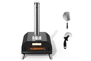 Karinear Outdoor Pizza Oven, Wood Pellet Pizza Oven 12inch with Pizza Peel and Pizza Cutter for Beach Camping