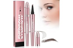 ‎GMTEO 3D Wasserdichter Microblading Augenbrauenstift, 2025 Neu Upgrade Magie microblading eyebrow pen mit 4 Gabelspitze, augenbrauenstift wasserfest für Natürliches Make up (Dunkelbraun)