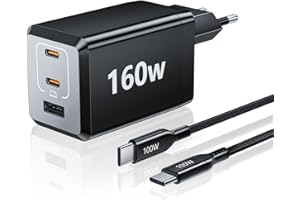 HSSNS 160W USB C Ladegerät: 3-Port PPS Schnellladegerät, GaN USB C netzteil für MacBook Pro/Air, iPad, iPhone 16/15 /14 Serie