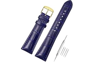 AIYIRUO Cinturini per Orologiin Pelle Coccodrillo Modello in Vera Pelle Morbida e Durevole Bracciale di Ricambio Acciaio Inossidabile Metallo Argento oro Fibbia per gli Uomini Donne (12mm-24mm)