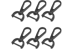 WKRTDY Lot de 6 mousquetons pivotants en métal pour sacs - Crochets avec anneau rotatif à 360° D - Idéal pour bijoux, sacs à main, bandoulières, clés et accessoires DIY, noir