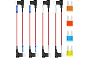 ALLECIN 8 Pezzi Micro2 Rubacorrente Fusibile a Lama 12V Portafusibili Adattatore Piggyback Add A Circuito Fuses Tap Fuse Adapter con Fusibili Lamellari 5A 10A 15A 20A per Auto
