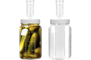LUPATDY Lot de 2 Verres de Fermentation de 1L, avec Barboteur Fermentation, Fermenter Pot en Verre avec Bouchon à Vis, pour Kimchi, Choucroute, Kéfir, Légumes
