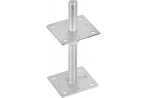 FIXTOUT Embase Pied de poteau carrée réglable par vis galvanisé à visser - 110 x 250 x 24 mm