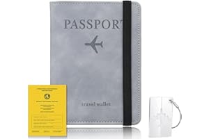 XIUWOUG Reisepasshülle,Passport Cover,Kunstleder Impfpass Hülle mit RFID-Blocker für Damen Herren Reisepass Kreditkarten, Ausweis und Reisedokumente, 10,5×14,5cm