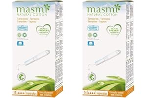 ‎MASMI Masmi Super Plus Applikator-Tampons, zertifizierte Bio-Baumwolle, hypoallergen, biologisch abbaubar, Parfüm, Viskose, Rayon, Chlor und Dioxin, 12 Stück (Doppelpack)