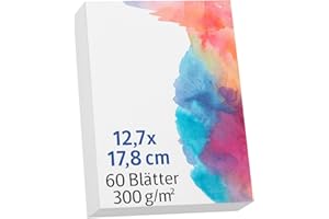 LUFEEMGA 60 Blatt Aquarellpapier 300g, Aquarellblock Malpapier Watercolor Naturweiß Wasserfarben Gouache Papier Kaltgepresst Aquarellpapier Karten für Kinder Studenten Acryl Zeichnen (5 x 7 Zoll)