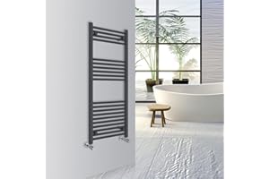 WarmeHaus Toallero calefactor para baño recto, calefacción central, 1200 x 500 mm, color antracita