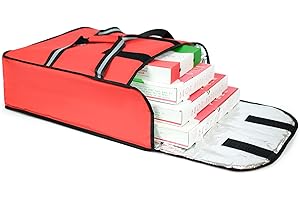 Foxhound Pizza Delivery Bag Insulated - 5 16 Inch Pizza Boxes, 46x46x20cm Pizza Bag for Restaurants, Takeaway, Pizza Bag Delivery, Uber Eats Delivery Bag, Deliveroo Bags - Red