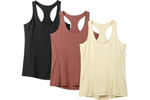 icyzone Débardeur de Sport Femme Dos Nageur Yoga Shirt sans Manches Running Fitness Tank Top, Lot de 3