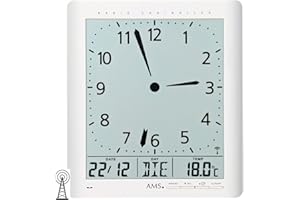 AMS Zegar ścienny Digital 5896, biały, 26 x 23 x 5 cm, Europejski