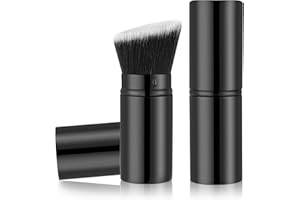 JIEYAO Kabuki - Pincel retráctil para maquillaje (1 unidad, ángulo en ángulo, para base de maquillaje en polvo, colorete, para crema líquida, polvos faciales