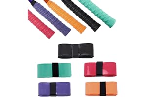 Luoqun88 5 Pack PU Racquet Grip,Tennis/Badminton/Squash/Baseball Replacement Racket Grip Tape Anti Slip Overgrip, Self-Adhesive Breathable Perforated Grips Tape for (5 clolors,2.5 * 110cm)