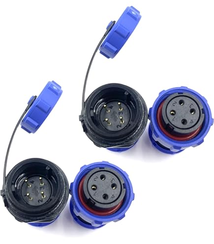 230V 12V IP68 13mm 3-polig, ronde stekker, bus, connector stekkerset met deksel, steekverbinding, connector waterdicht voor tuin boot personenwagen! voor max. 6,5 mm kabeldiameter (2 sets / 3-pins
