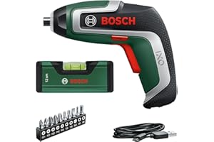 Bosch Akkuschrauber IXO Wasserwaagen-Set (7. Generation; 3,6V; 2,0Ah; 5,5Nm; Set inkl. Mini-Wasserwaage, mit Mikro-USB-Kabel; schraubt bis zu 190 Schrauben; im Karton)