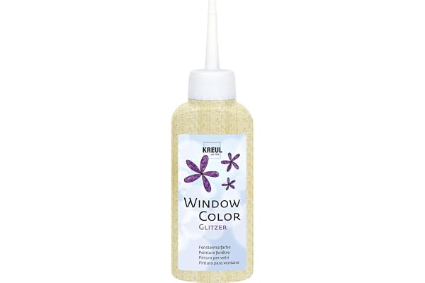 KREUL 42727 - Window Color or scintillant 80 ml, peinture pour fenêtres scintillante à base d'eau, pour surfaces lisses comme le verre, les miroirs et les carreaux, Gold