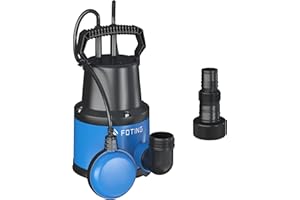 FOTING Schmutzwassertauchpumpe 400 W, 8000 l/h, Förderhöhe max 11 m, Eintauchtiefe max 11 m, Noryllaufrad, 10 m Anschlusskabel,Swimming Pool Garden Pond Flooded Basement