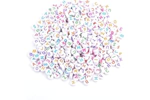 ZHUOLONG Perline con Lettere, 500 Pezzi 7 Colori Perline con Lettere in Acrilico A-Z Perline con Lettere Rotonde per Collana con Bracciale Fai da Te
