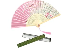 ZBHDEYG 1 Faltfächer, 1 Fächer-Geschenkbox, Klassischer Faltfächer, Kindertanzfächer, Kirschblüten-Holzfächer, Handfaltfächer Mit Quaste