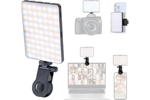 ETENTOUS Selfie Licht mit Clip, 80 LED Videolicht Dimmbare 3000K-9900K Handylicht, Eingebauten Rechargeable Akkus CRI 95+,3 Lichtmodi,Tragbares Kamera Licht mit Cold Shoe Mount für YouTube (M15)