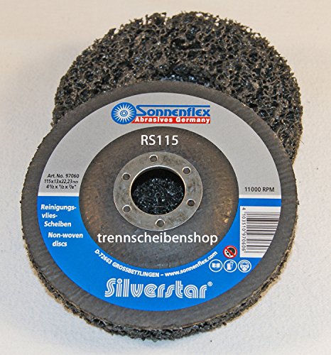 5x Reinigungsscheibe, RRS_115 x 13 mm, Reinigungsvlies entfernung von Rost, alter Farbe, Kleber, Zunder, Schmutz, Premium-Qualität.